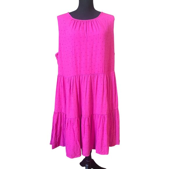 Draper James RSVP sleeveless tiered dress pockets pink knobby A-line lined - Picture 9 of 9